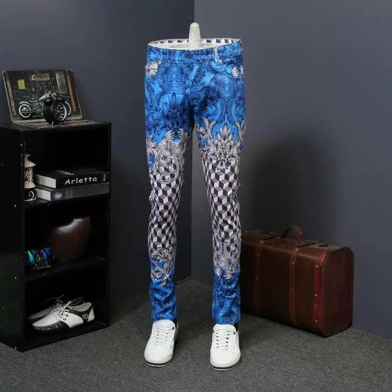 Men's Pattern Slim Fit Designer Jeans