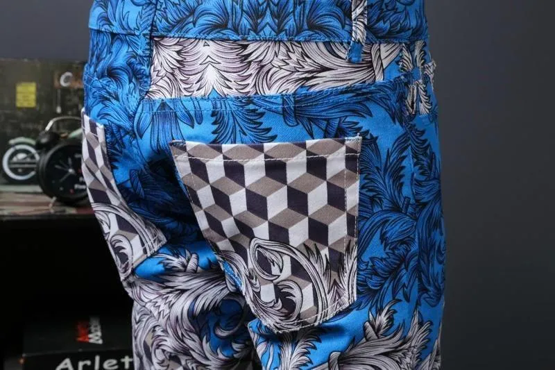 Men's Pattern Slim Fit Designer Jeans