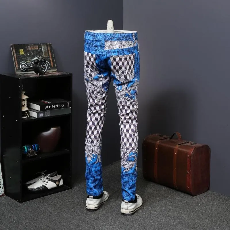Men's Pattern Slim Fit Designer Jeans