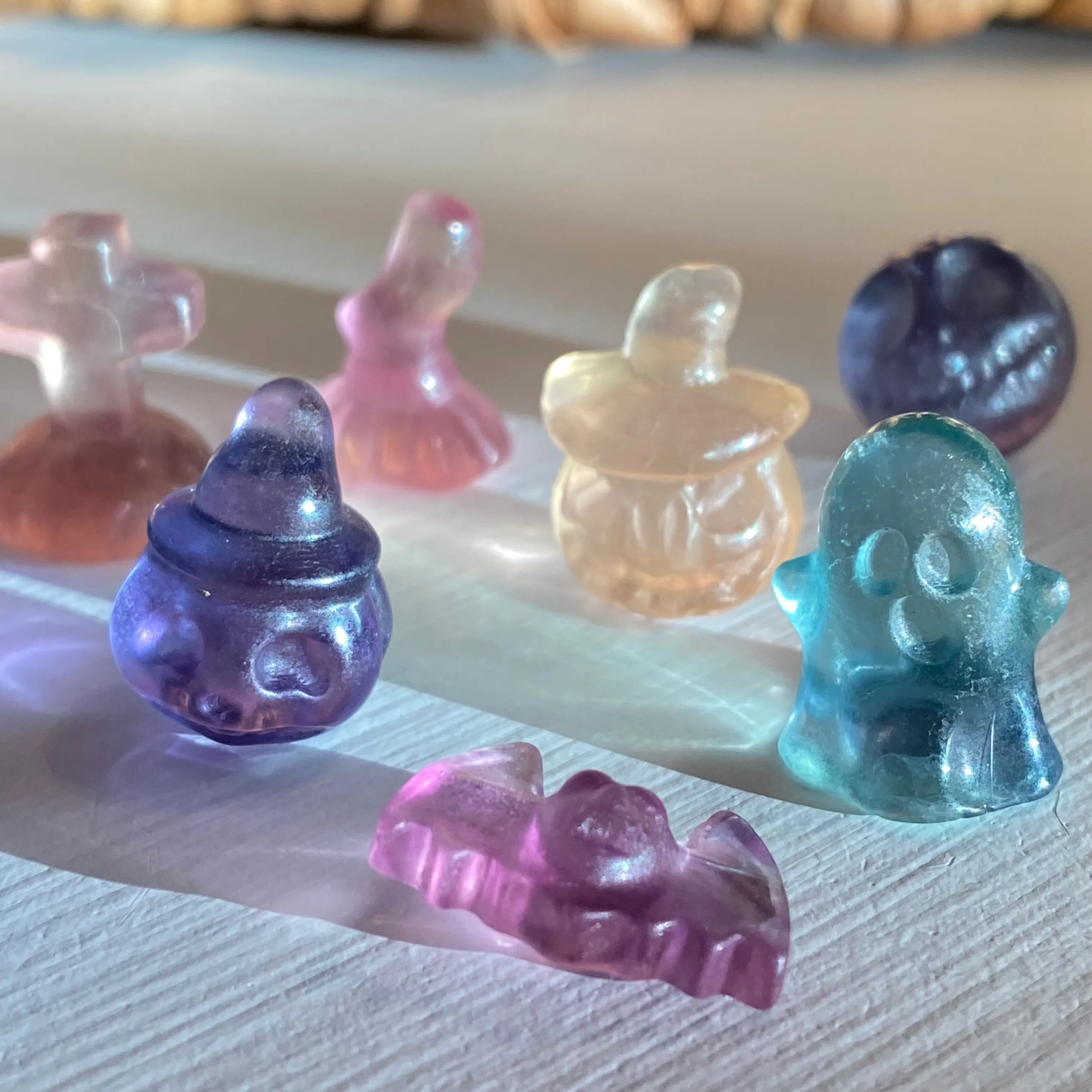 Mini Fluorite Halloween Carvings