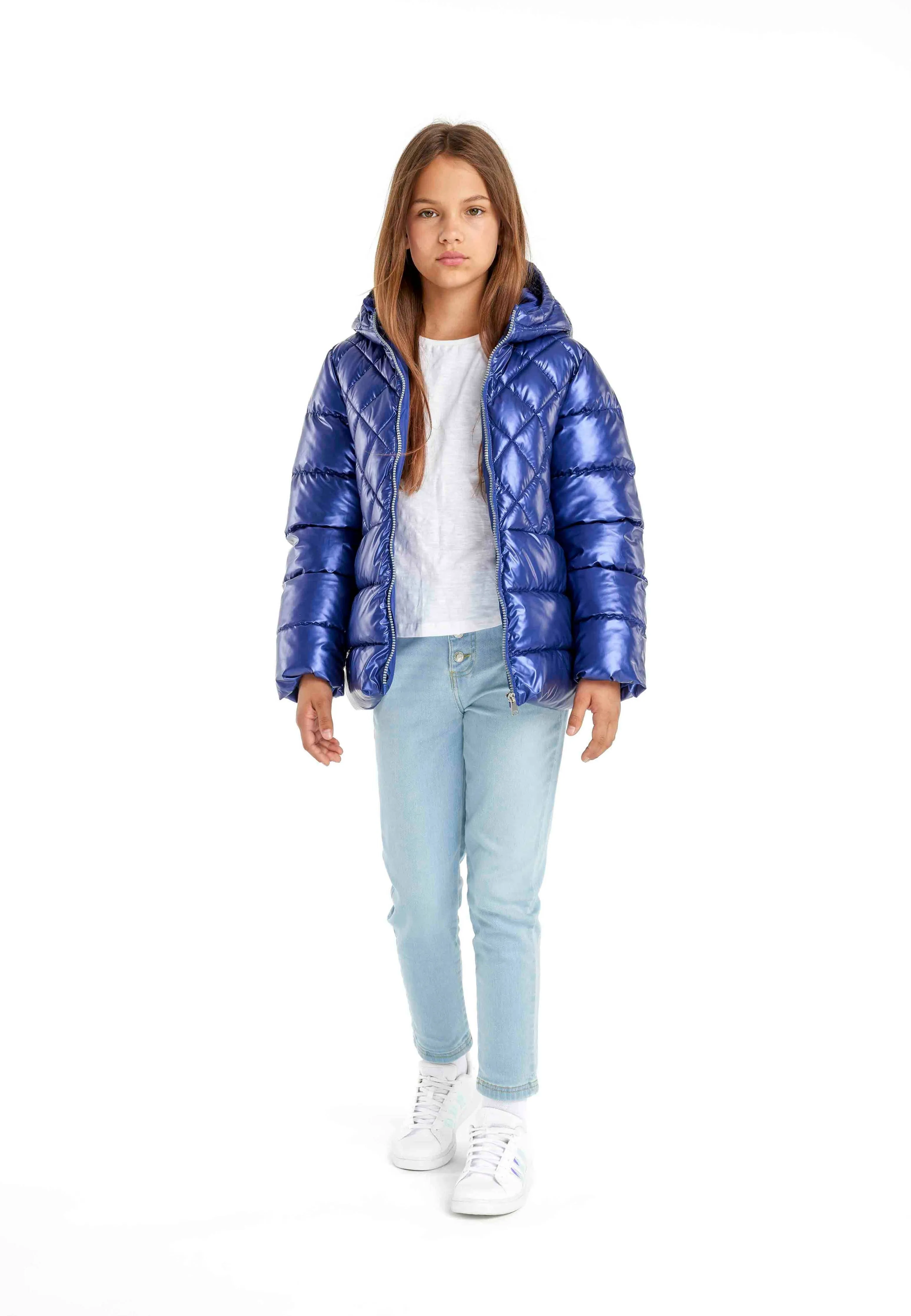 Minotti Girls Metallic Puffer Coat Navy Blue *In store now*