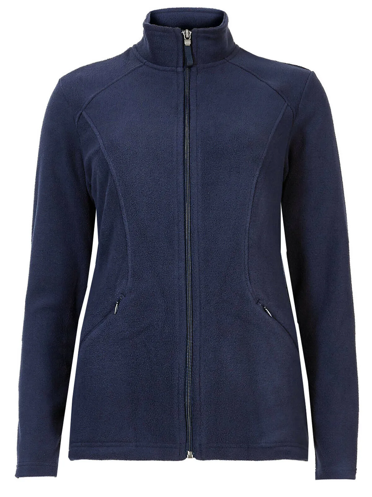 Navy Full Zip Panelled Micro Soft Fleece Jacket