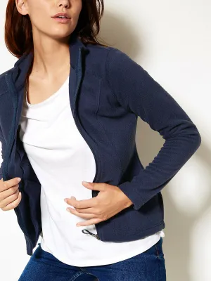 Navy Full Zip Panelled Micro Soft Fleece Jacket