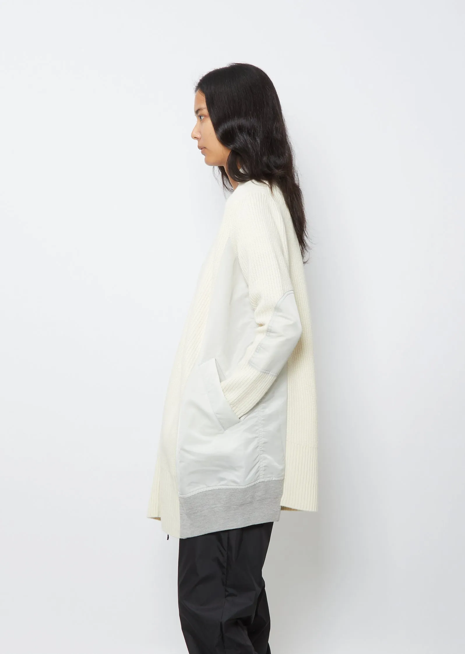 Nylon Twill x Wool Cardigan