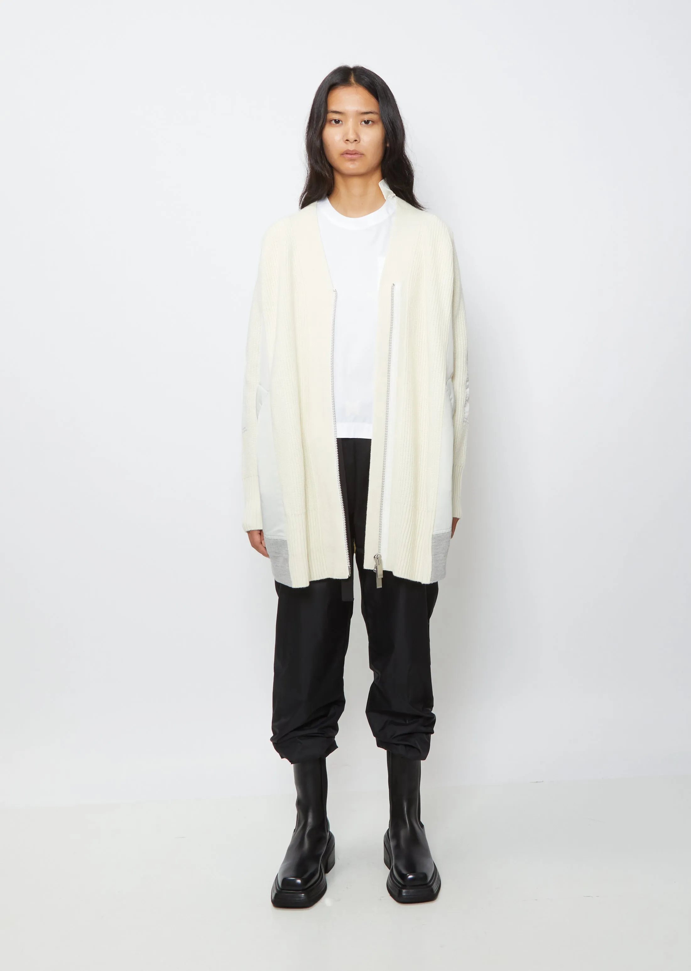 Nylon Twill x Wool Cardigan