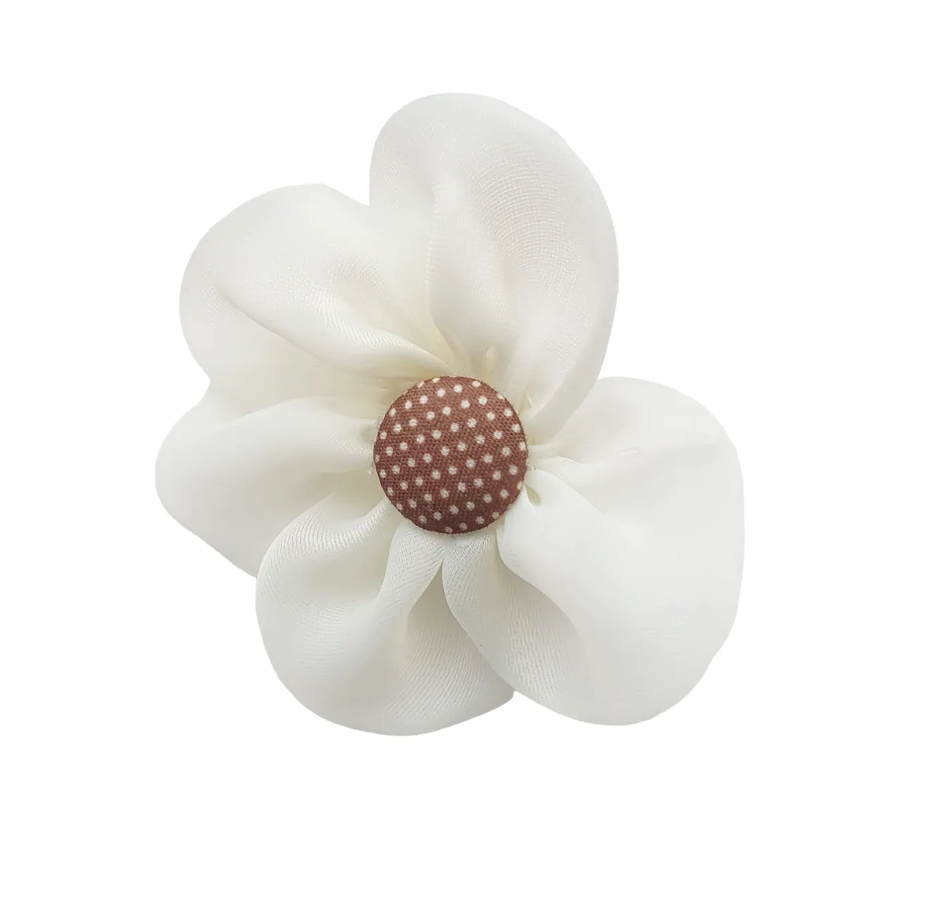 Organza Flower Hair Clip Ivory Handmade