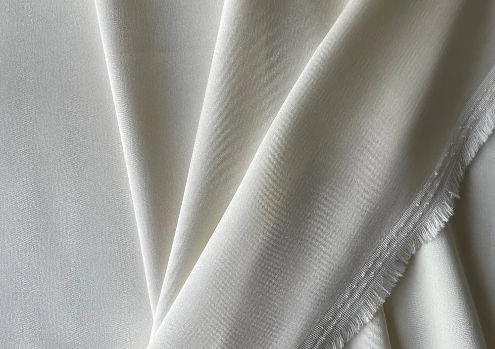 Pale Bone Stretch Polyester Crepe Back Satin