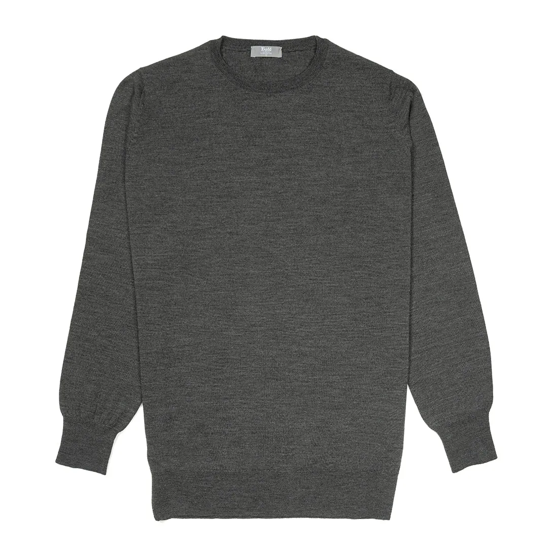 Plain Wool Crew Neck Jumper in Smoke