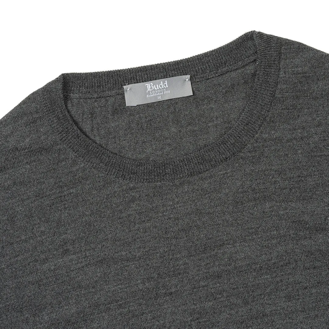 Plain Wool Crew Neck Jumper in Smoke