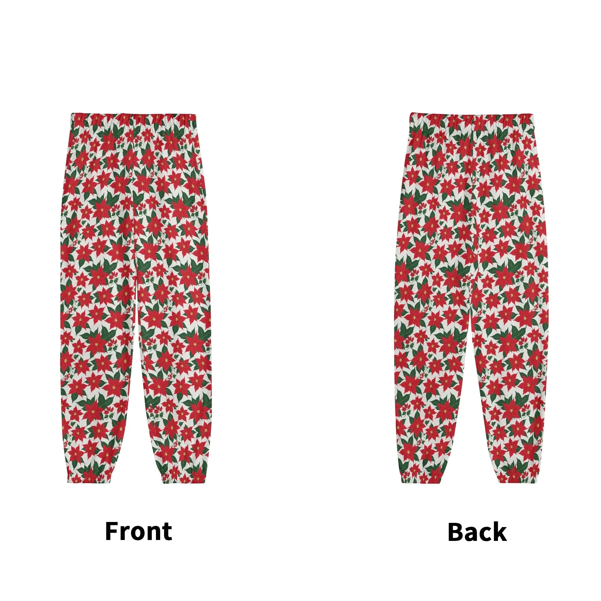 Poinsettia Floral Unisex Adult Long Track Pants