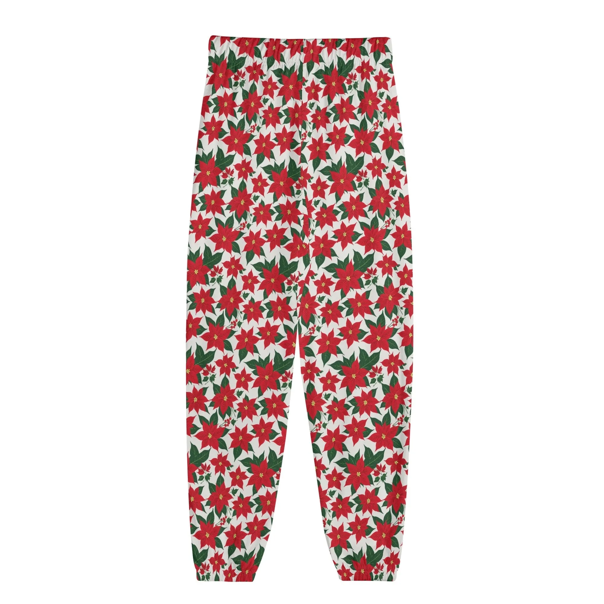 Poinsettia Floral Unisex Adult Long Track Pants