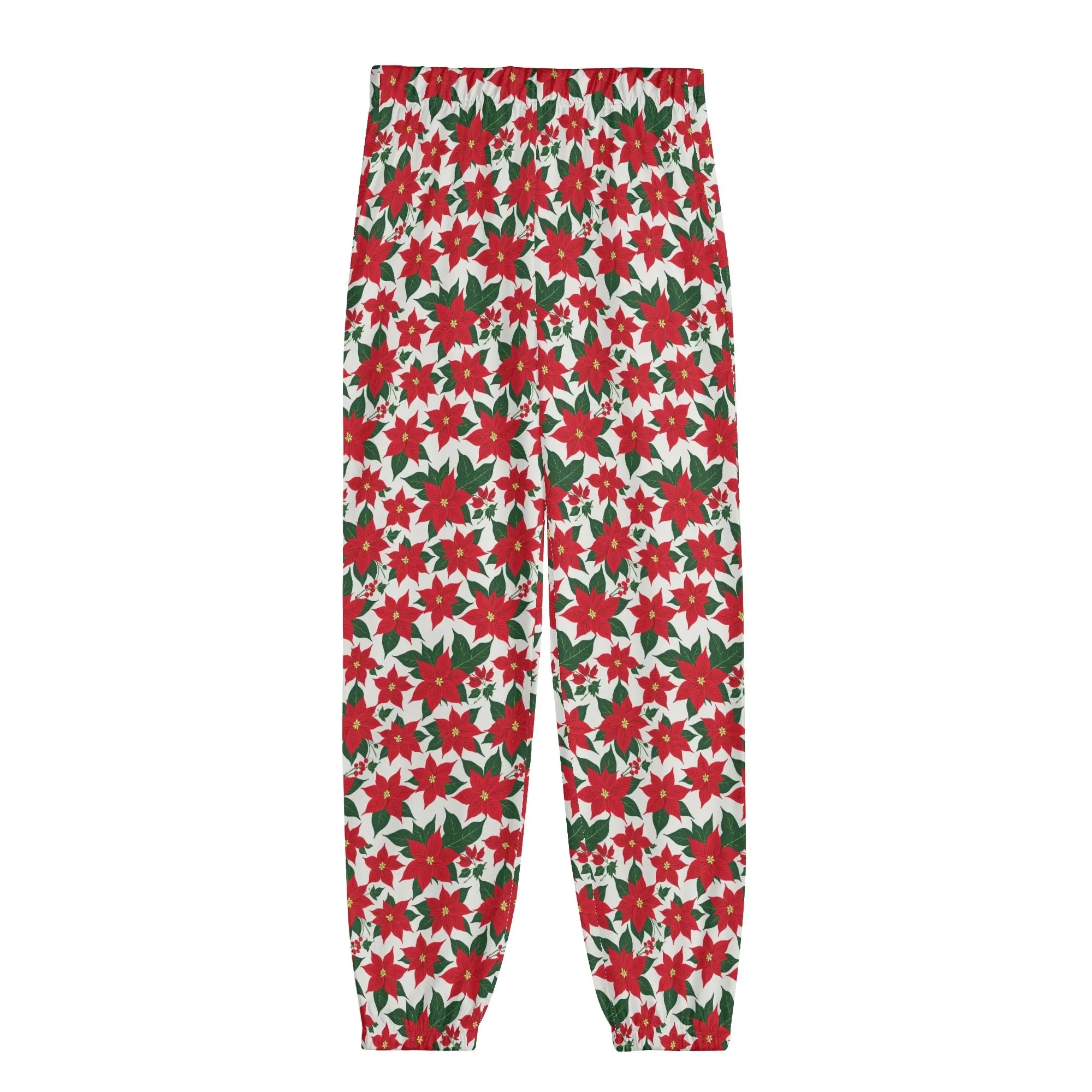 Poinsettia Floral Unisex Adult Long Track Pants