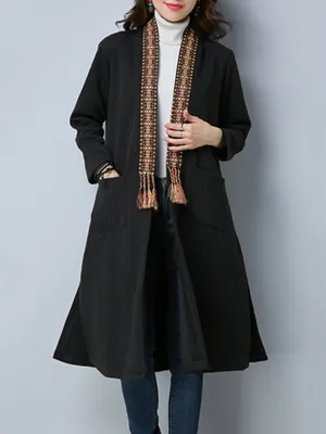Print Patchwork Tassels Splited Women Coats