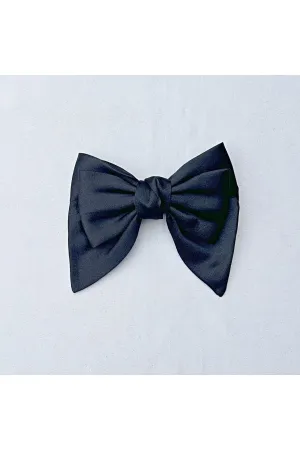 QueenMee Accessories Black Satin Hair Bow Black Hair Clip