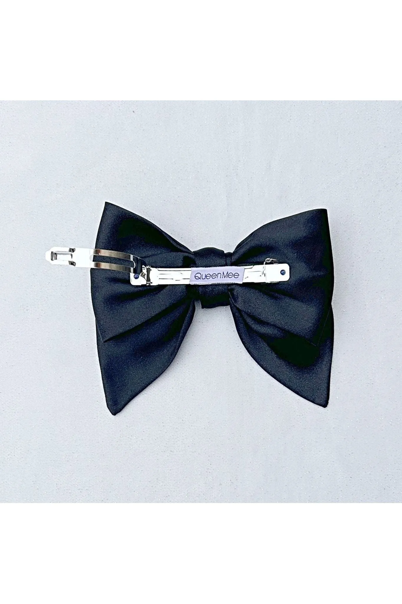 QueenMee Accessories Black Satin Hair Bow Black Hair Clip