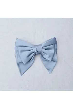 Queenmee Hair Accessories Light Blue Satin Hair Bow Light Blue Hair Clip
