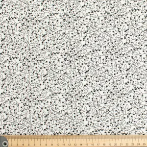 Quilter's Own Black Vine Flutter on White Design-6 Cotton Prints