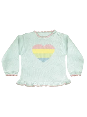 Rainbow Heart Knit Sweater
