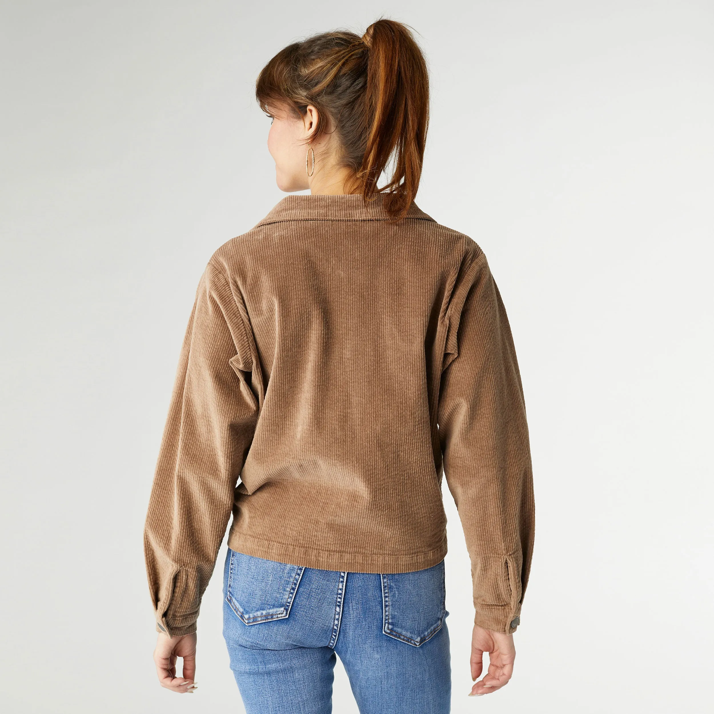 Roark Corduroy Button Front Jacket - Latte Plaid - Final Sale