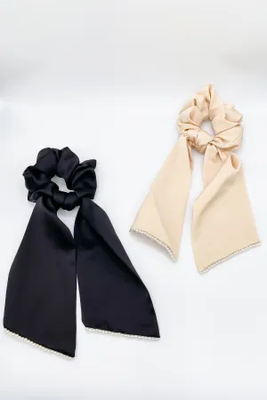 Simone Satin Scarf Pearl Scrunchie