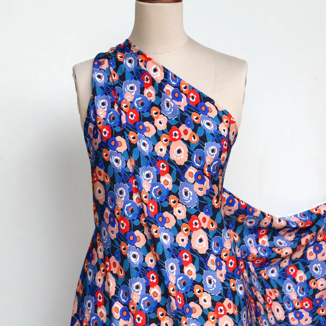 Skyfall Poppies Silk Crepe Jacquard