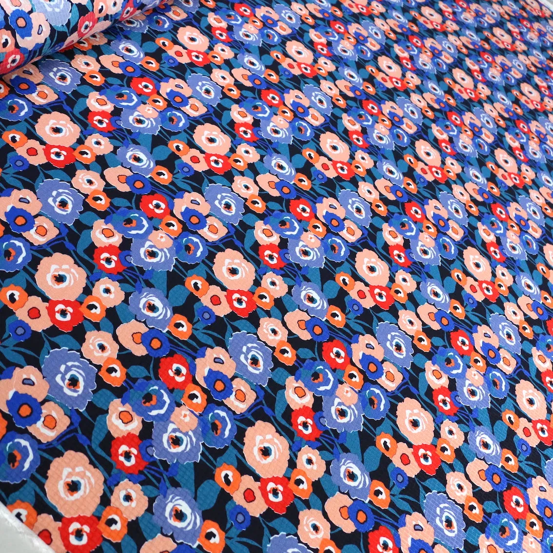 Skyfall Poppies Silk Crepe Jacquard