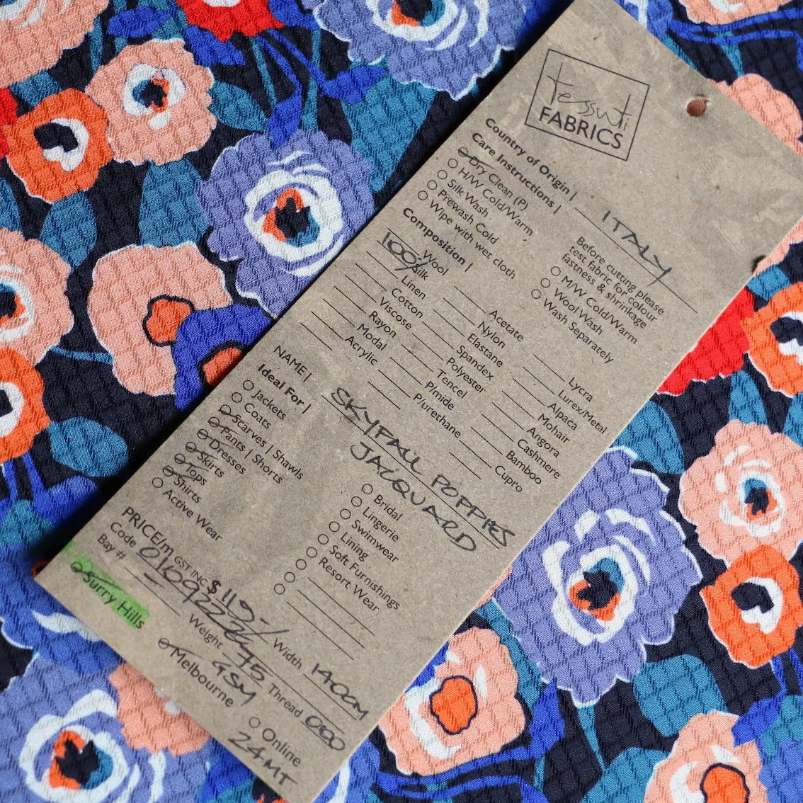 Skyfall Poppies Silk Crepe Jacquard