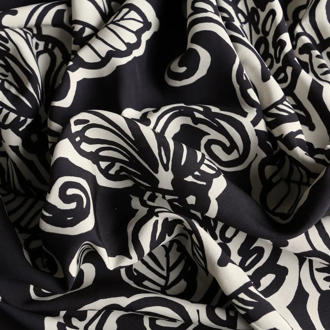 Stardust Foliage Black Viscose Poplin