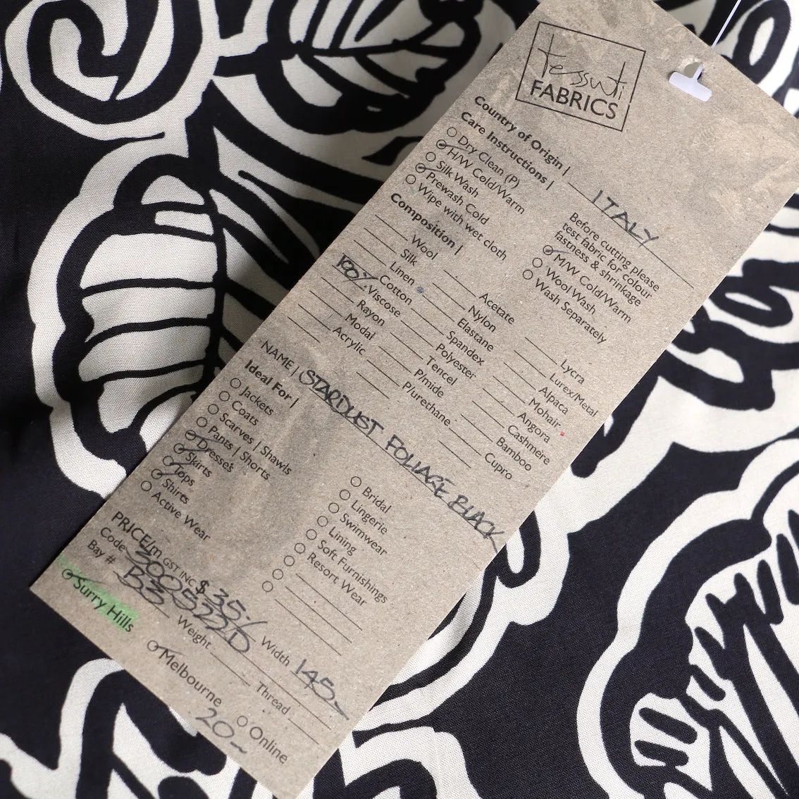 Stardust Foliage Black Viscose Poplin