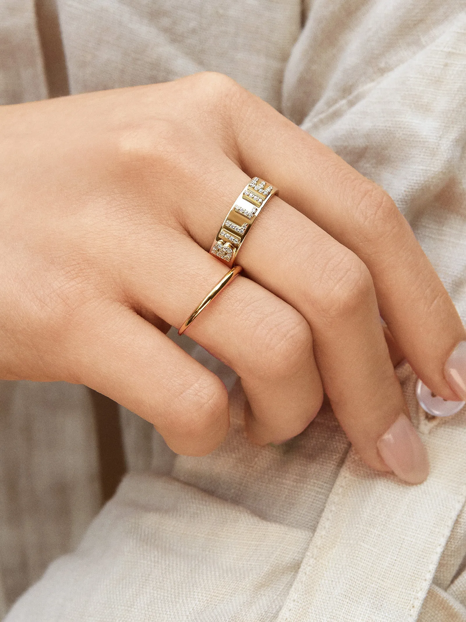 Sterling Silver Custom Block Ring - Pavé/Silver