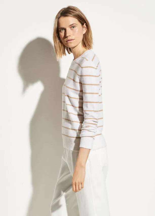 Striped Cashmere Sweater  (Camel/Heather White)