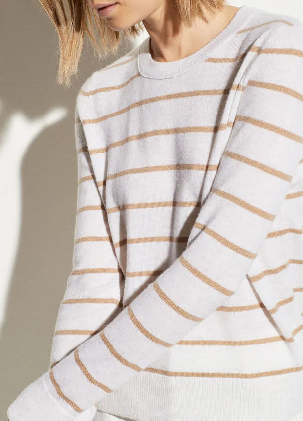 Striped Cashmere Sweater  (Camel/Heather White)