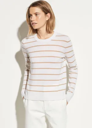 Striped Cashmere Sweater  (Camel/Heather White)