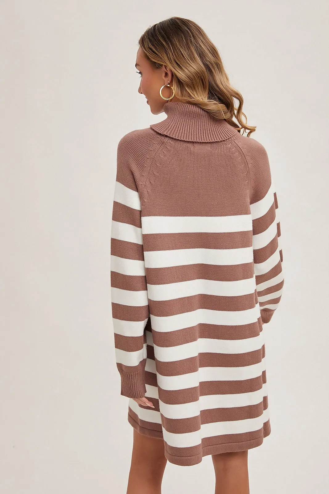 Striped Turtleneck Sweater Dress