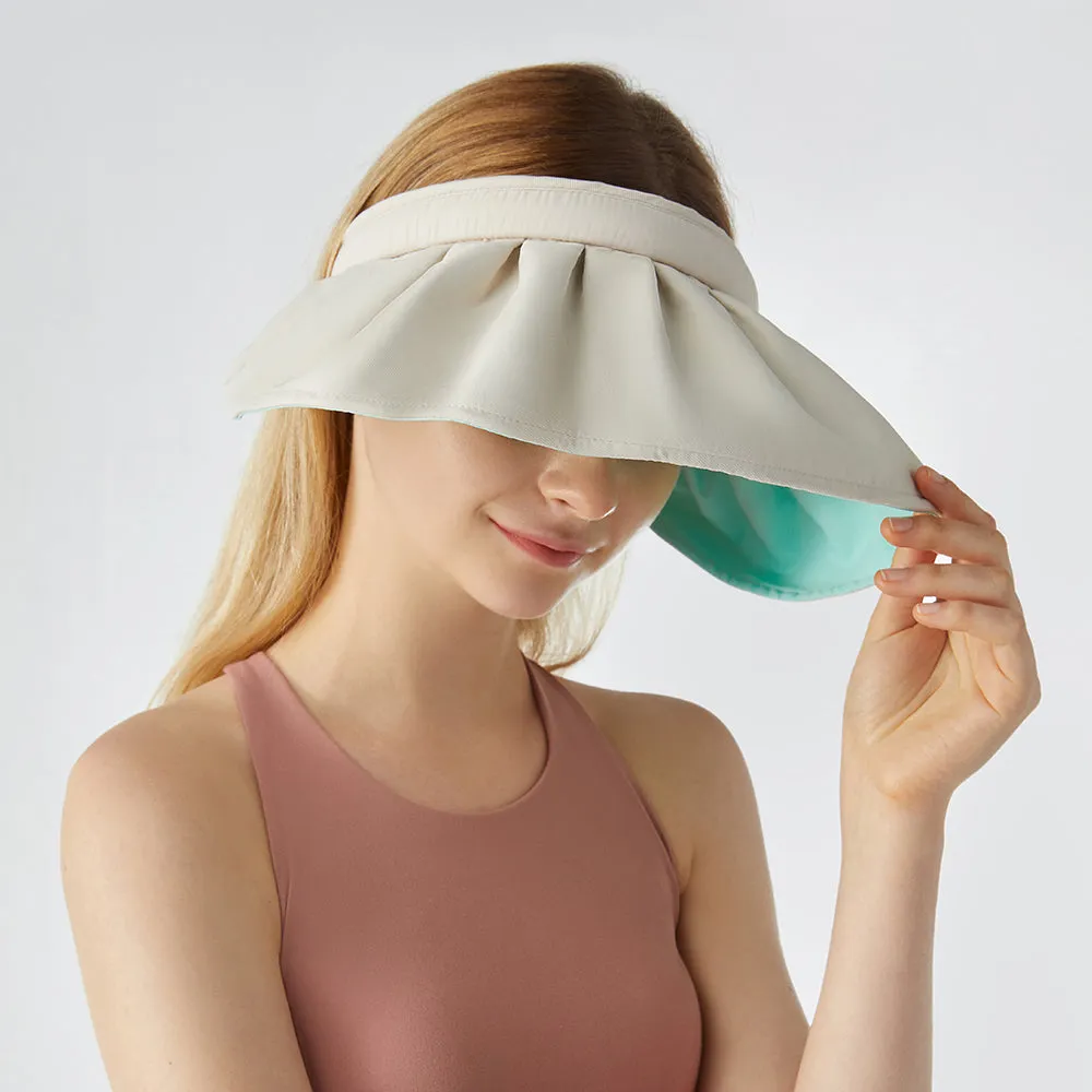 Sun Protection Wide Brim Foldable Hats Roll-Up Headband Visor UPF 50 