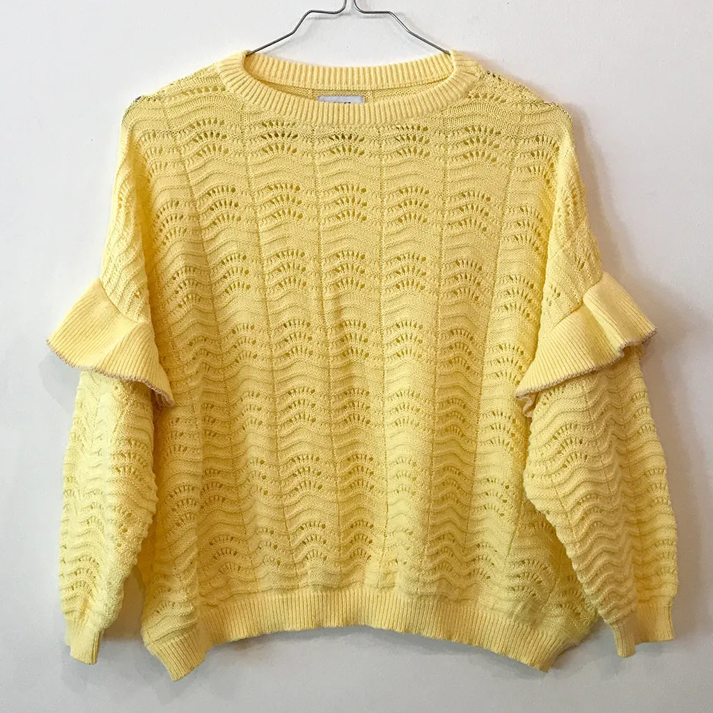 Sweater Double Ruffle Knit Yellow - Sample