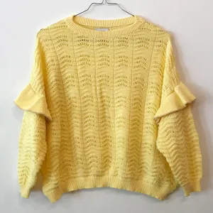 Sweater Double Ruffle Knit Yellow - Sample