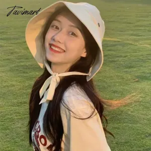 TAVIMART  -  Japanese Strap Bucket Hats for Women Ins Korean Streamer Sun Hat Outdoor Riding UV Protection Camping Sun Protection Caps