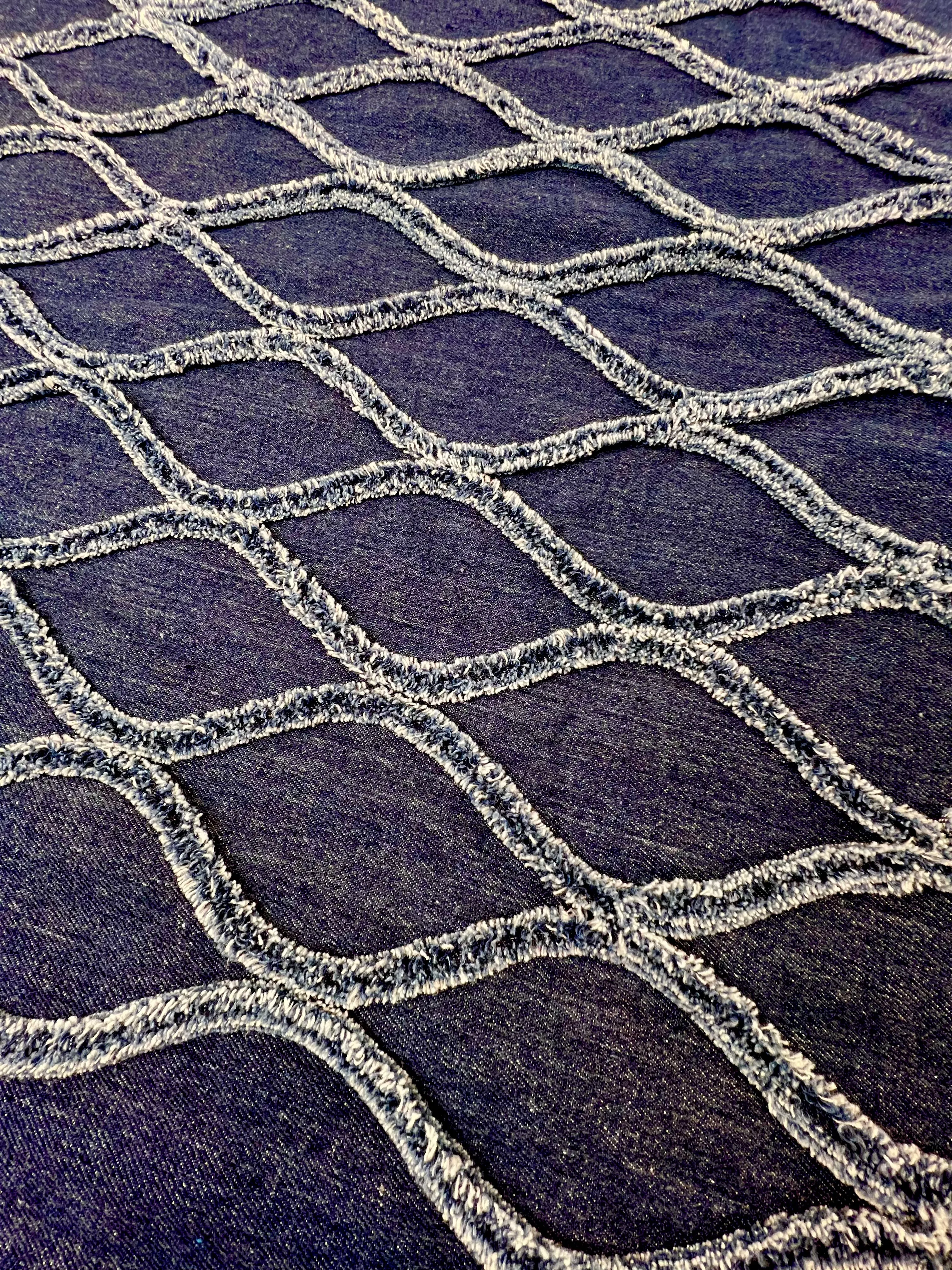 Textured Denim Wave Fabric