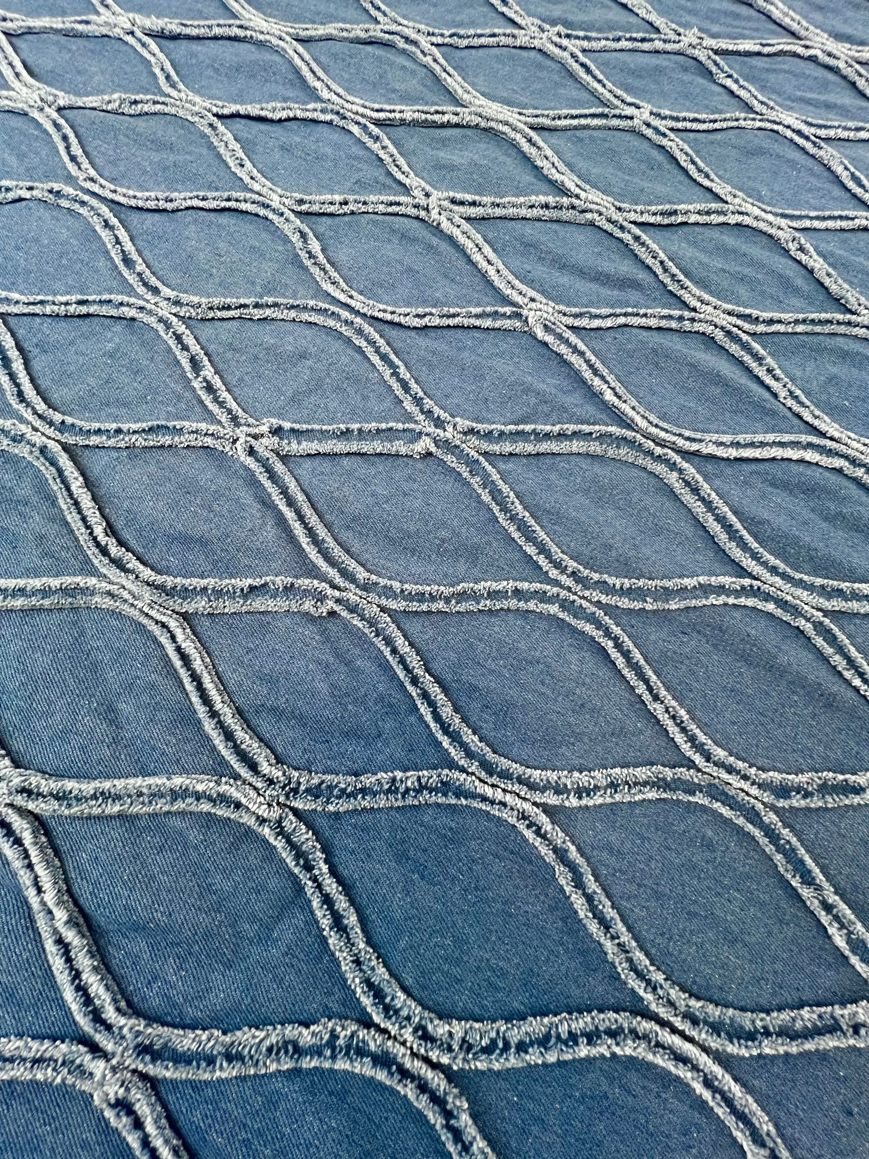 Textured Denim Wave Fabric