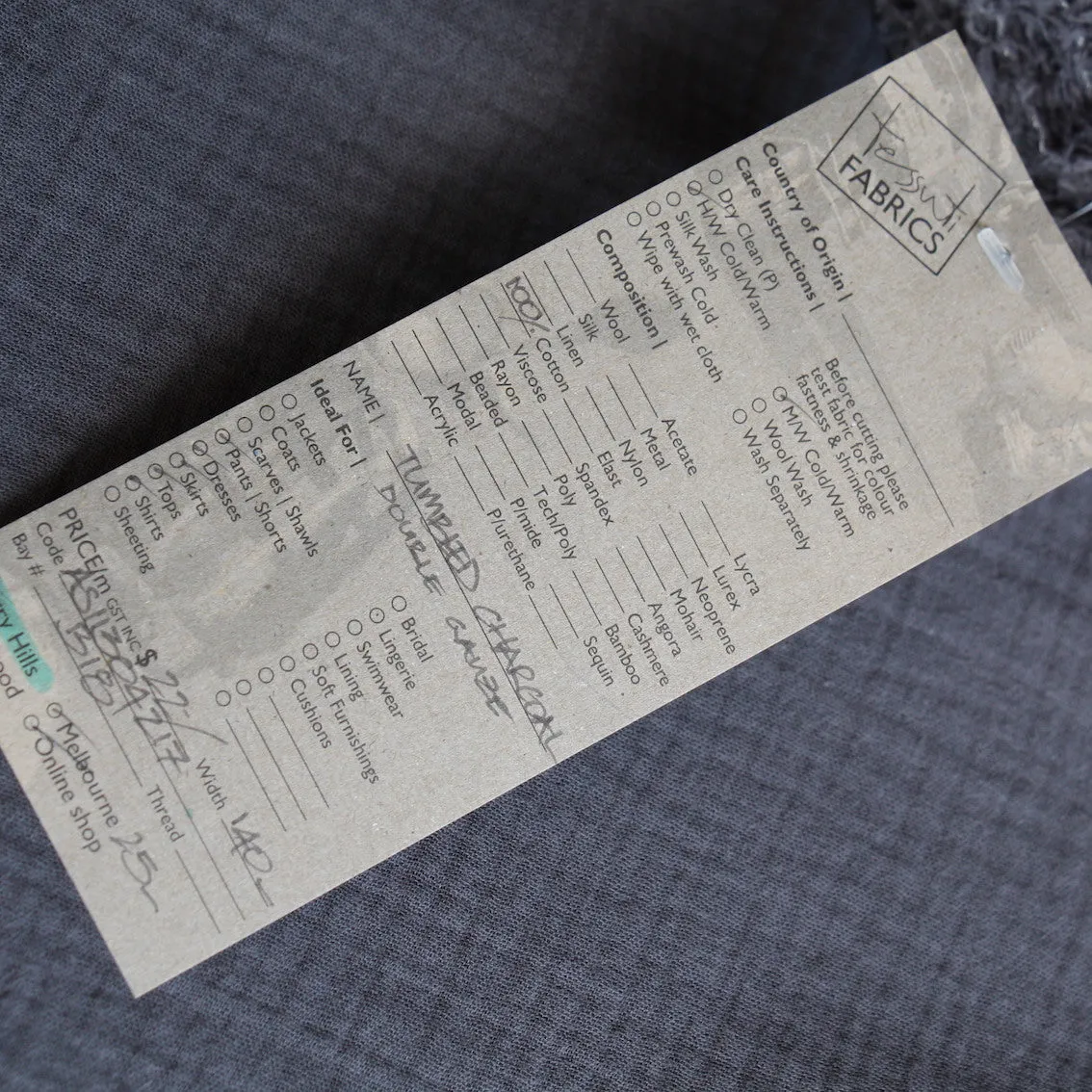 Tumbled Charcoal Double Gauze