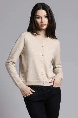 Viscose Sequin Cropped Crew Cardigan