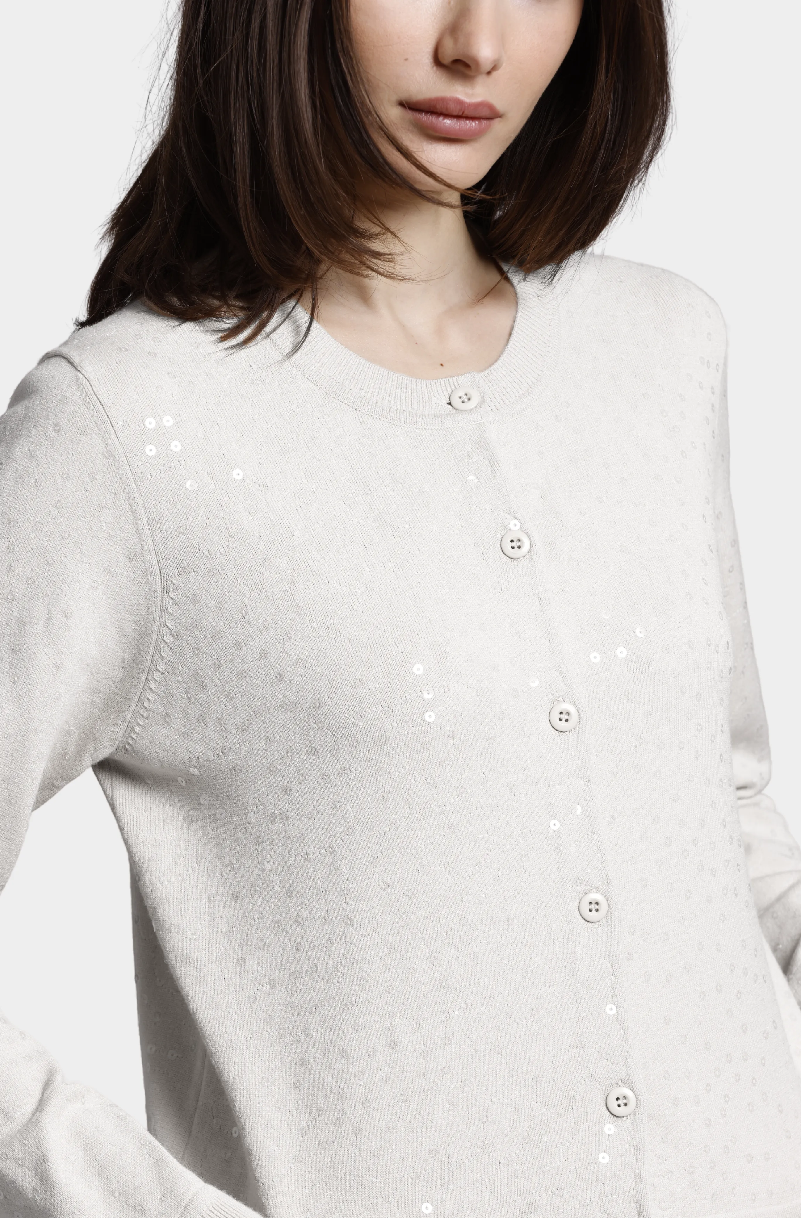 Viscose Sequin Cropped Crew Cardigan