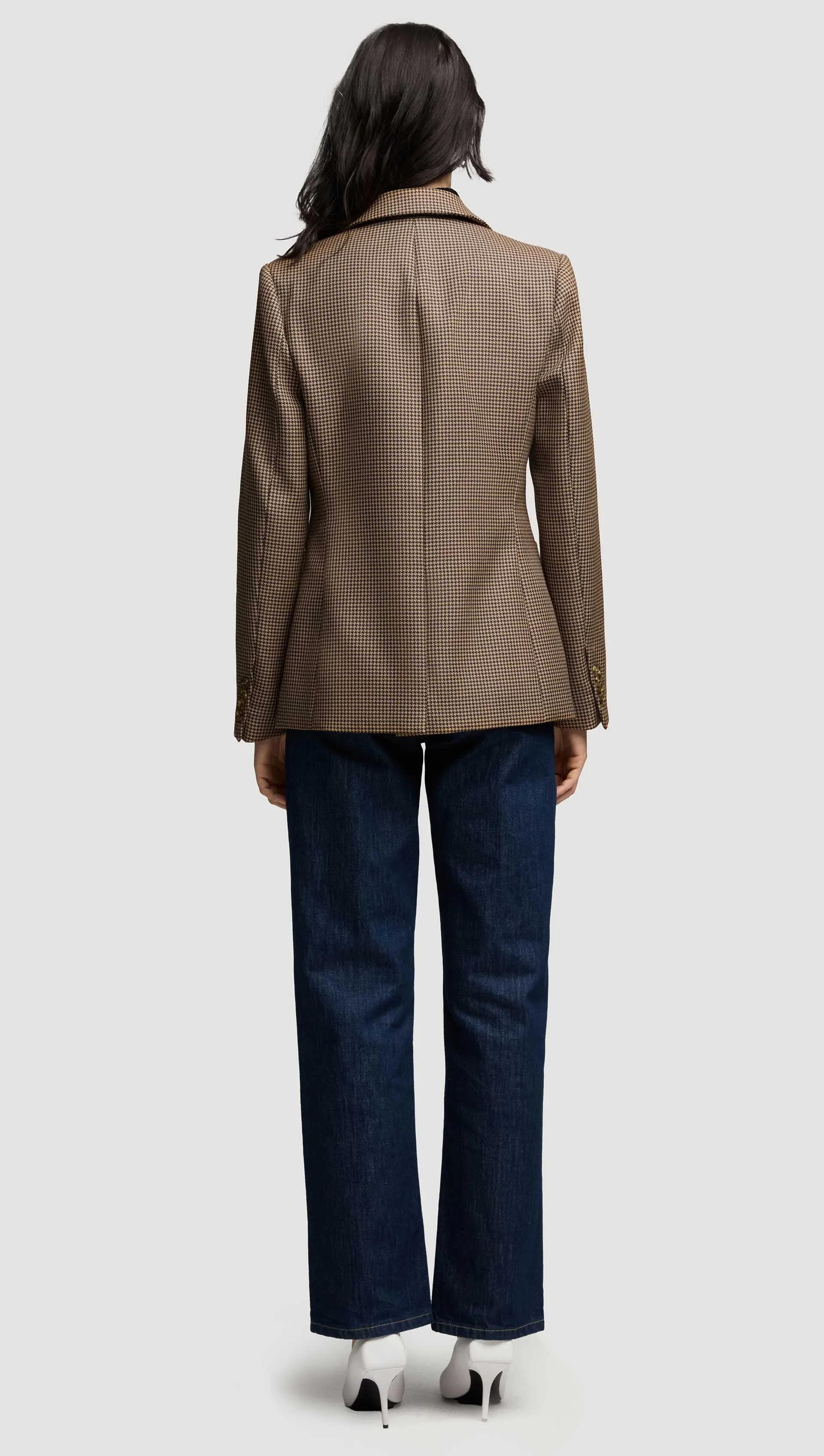 Weekend Blazer in Wool | Brown Houndstooth