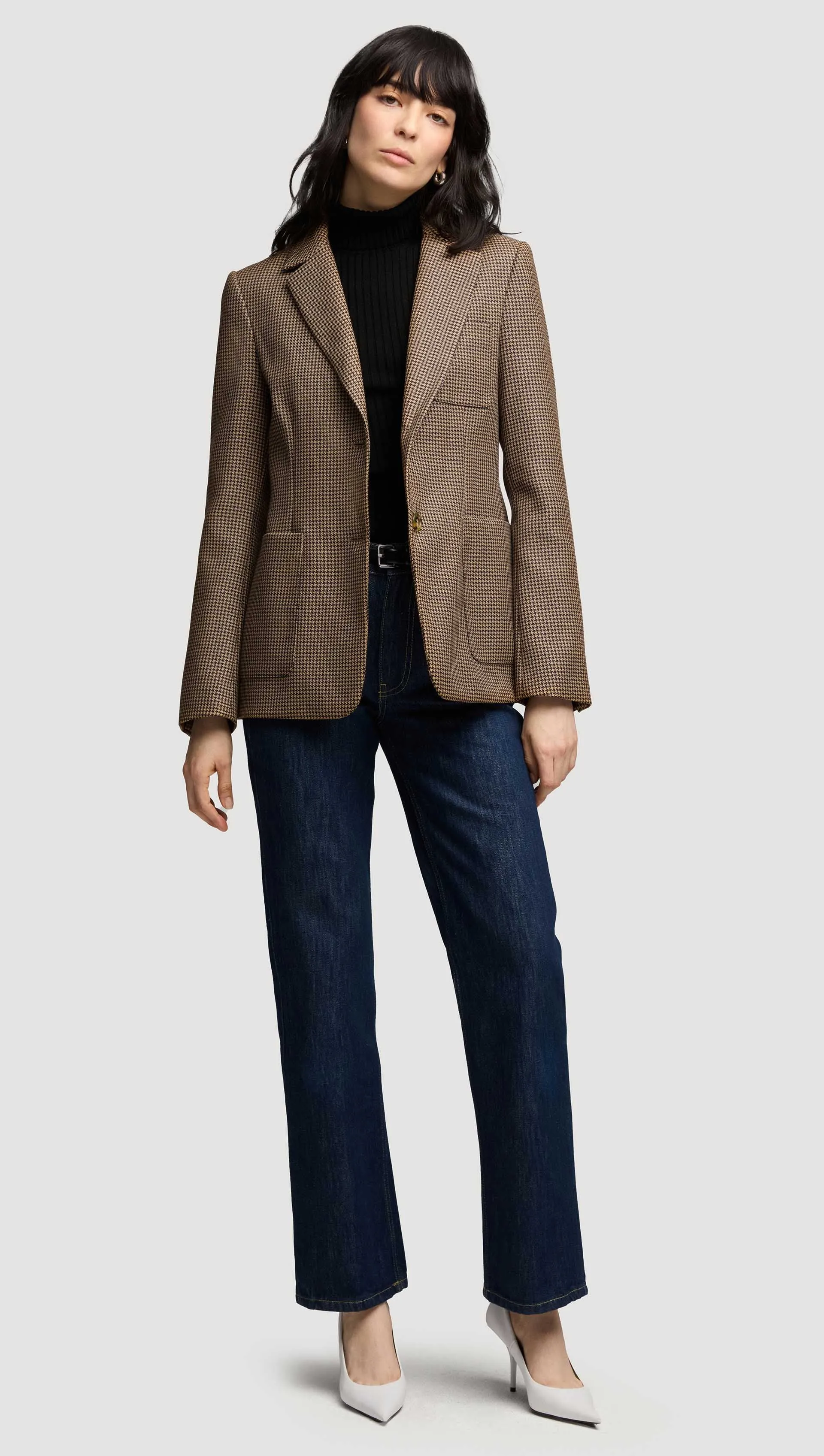 Weekend Blazer in Wool | Brown Houndstooth