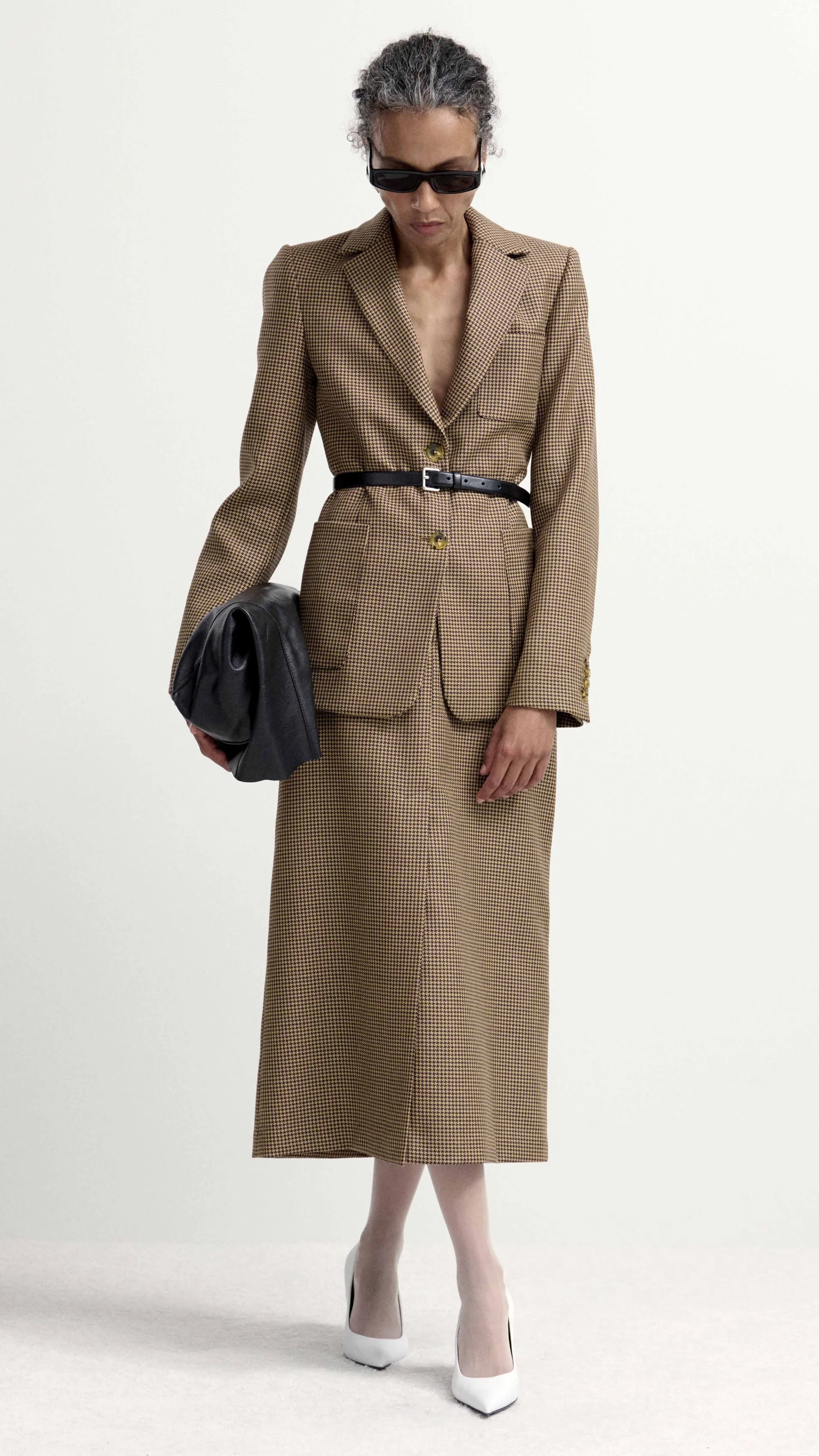 Weekend Blazer in Wool | Brown Houndstooth