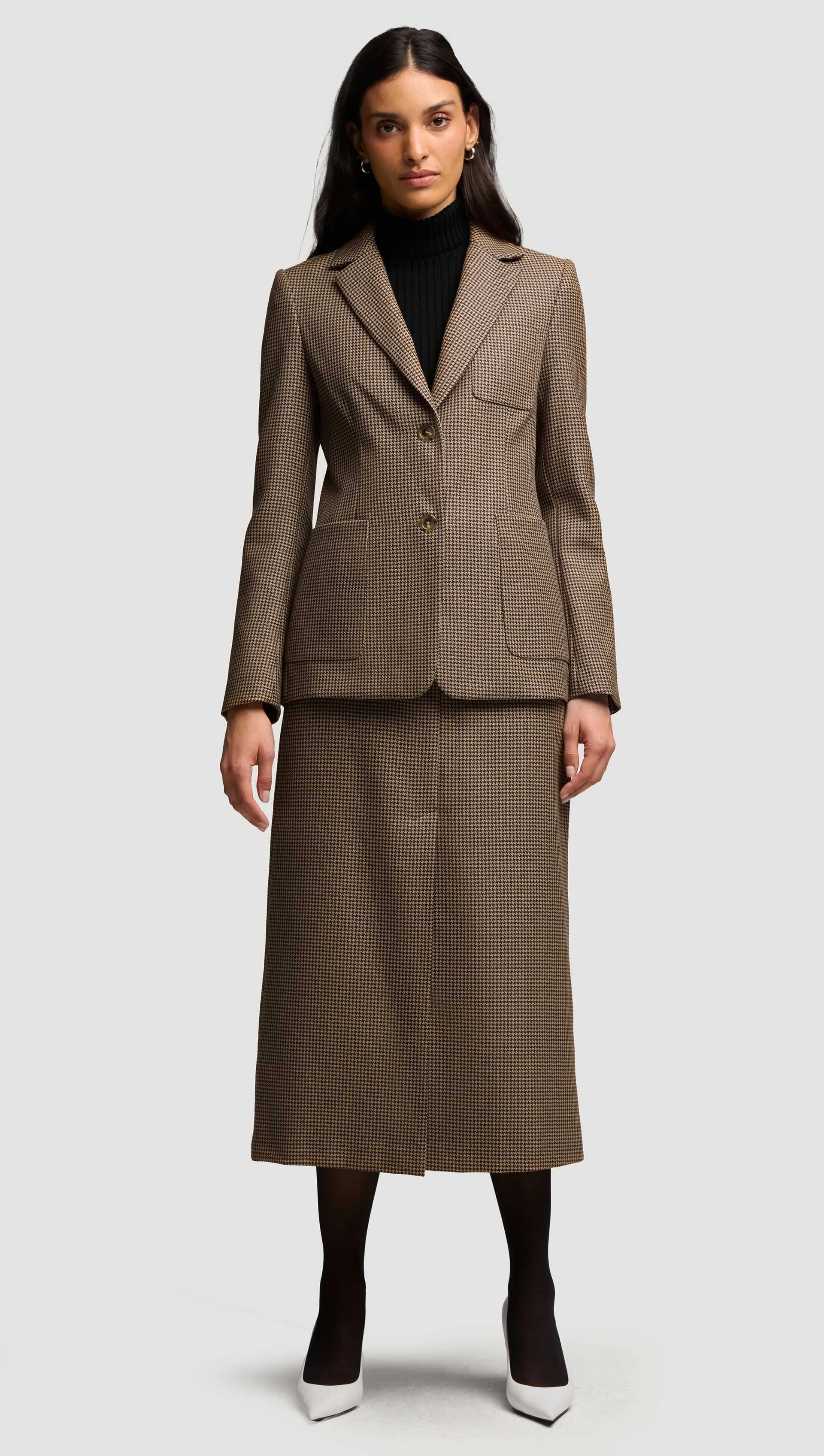 Weekend Blazer in Wool | Brown Houndstooth