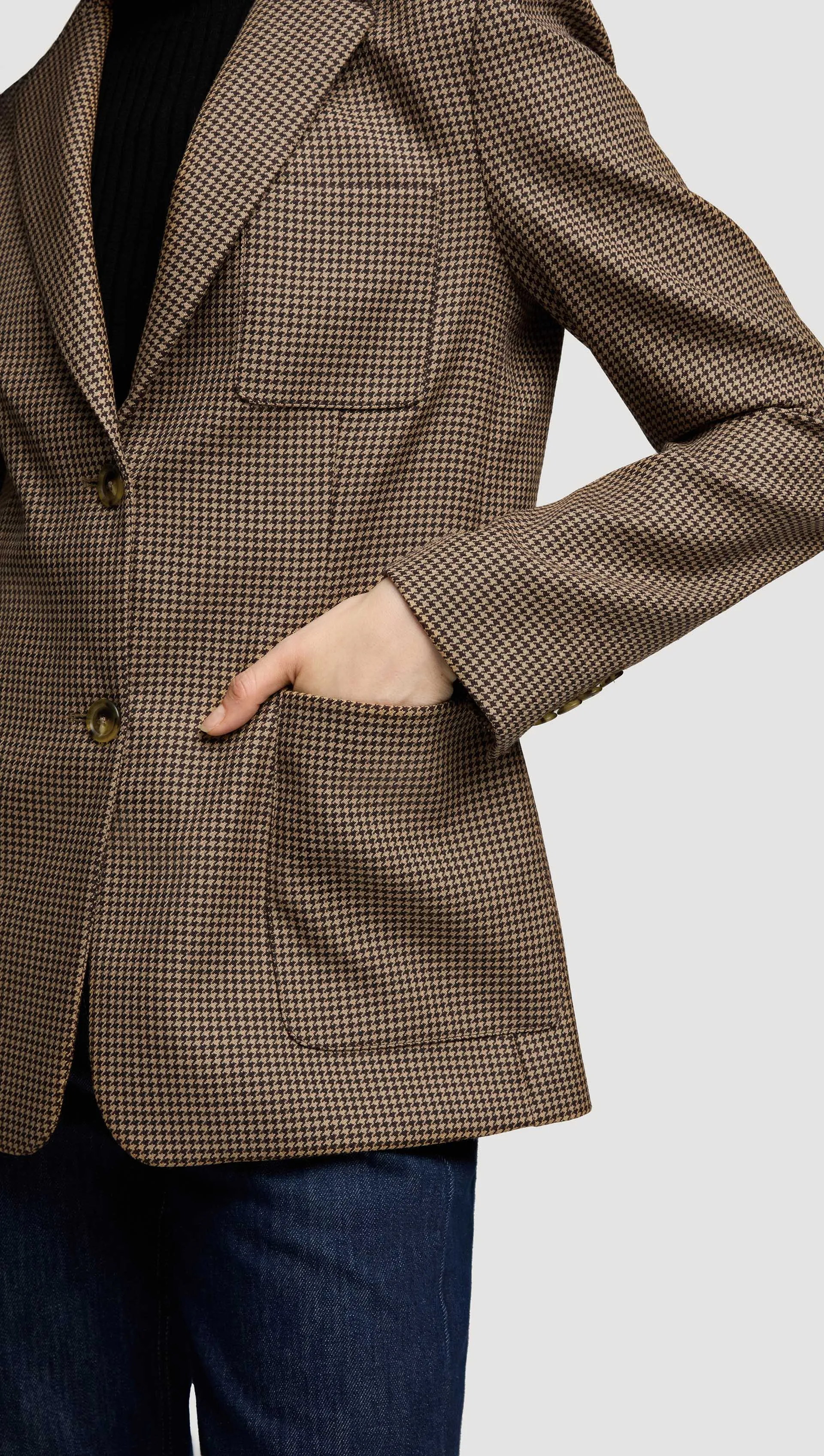 Weekend Blazer in Wool | Brown Houndstooth