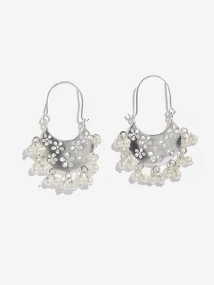Westside Accessories Silver Faux Pearls Jhumka Earrings