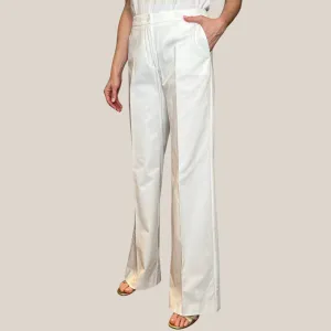 Wide Leg Cotton Pants - White